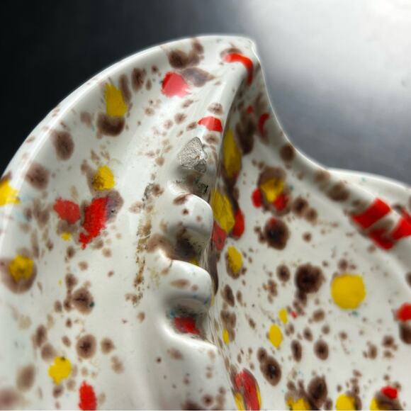Vintage MCM Speckled Ceramic Handmade Ashtray - Picture 5 of 7